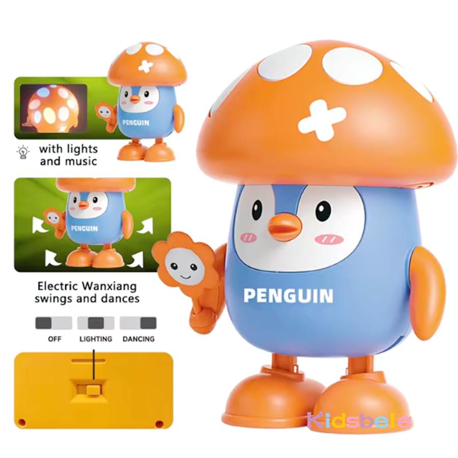Brinquedos Musicais Interativos de Balanço e Dança para Crianças Pequenas Robô Caminhante de Maçã, Cogumelo, Pinguim Com Luzes Desenho Animado Infantil Brinquedo Divertido para Festa
