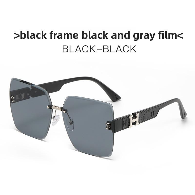

H House Square Frameless Sunglasses Uv400 Polarized For Fashion Street Style чёрный