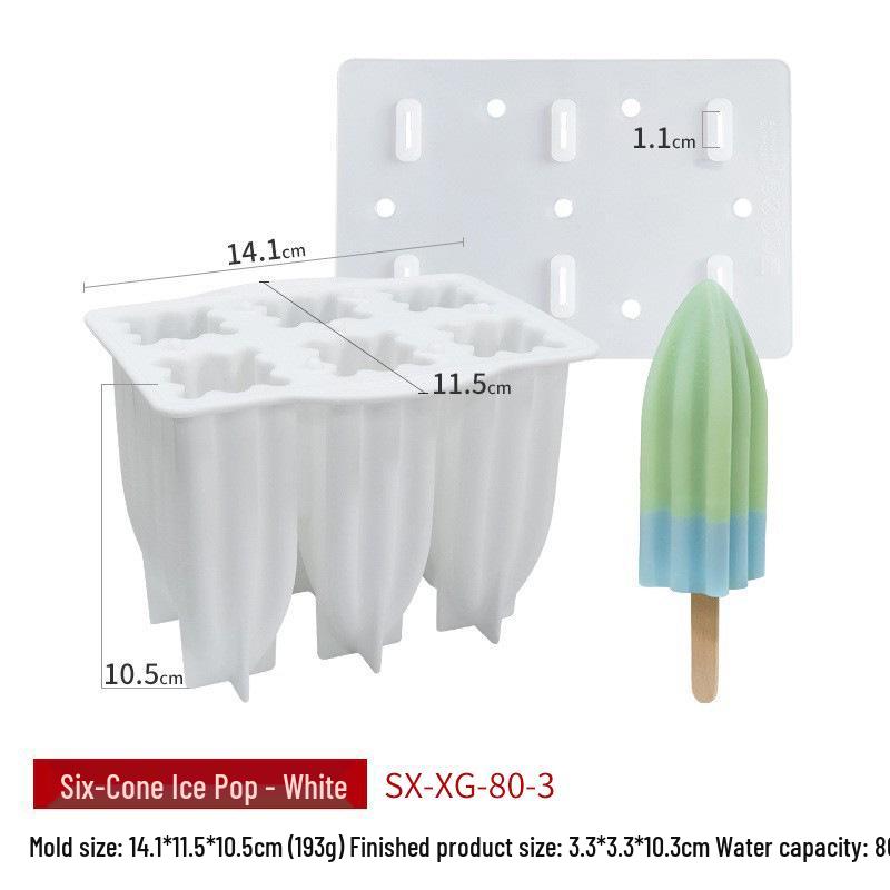 Sanxin 6-Spiral Silicone Mold for Homemade Ice Cream Popsicles
