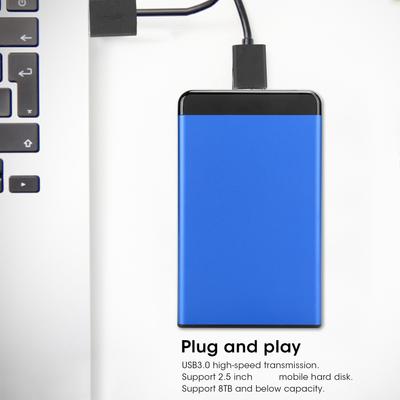 Mobile Hard Disk Enclosure USB3.0 Portable Aluminum Alloy for 2.5in SSD Support 8TB (Not Inclube Hard Disk)