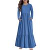 Girls' Maxi Dress Casual Holiday Dresses - Long Sleeve Dress With Pockets For 4-14Y