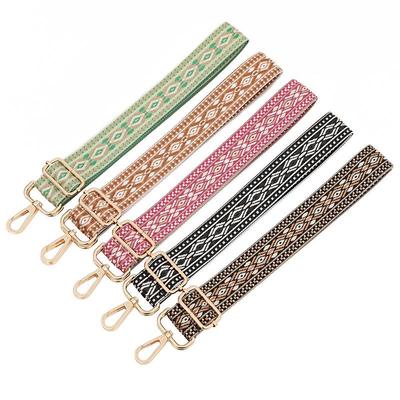 Ethnic Style Adjustable Diamond Lattice Jacquard Cross-Body Strap Accessory