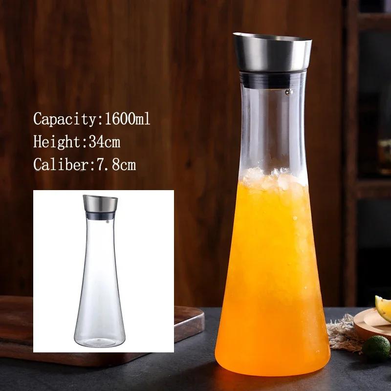 1L/1.6L Acrylic Cold Water Bottle Large Capacity Heat-resistant Water Jug Restaurant Home Juice Milk Beverage Pitcher Drinkware