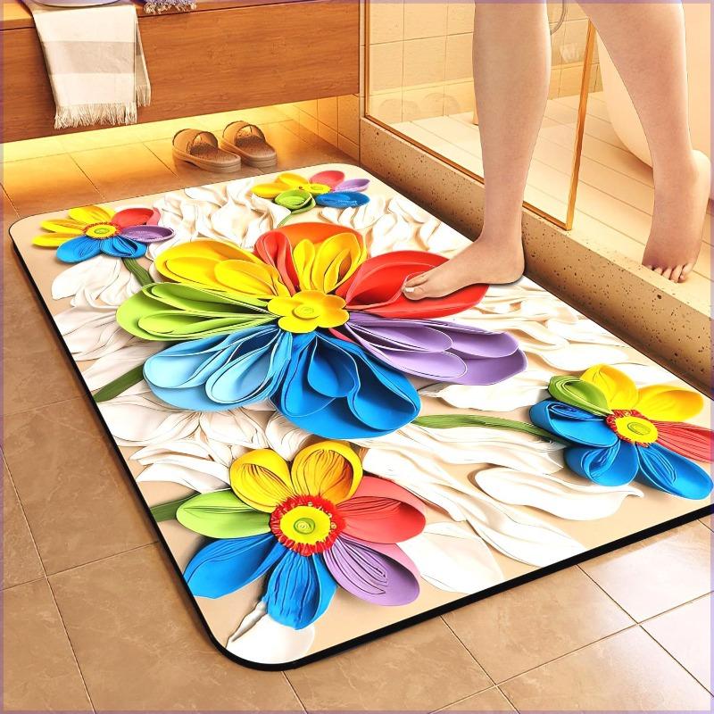 Bathroom Mat Non-Slip Absorbent Mat for Bathroom Entrances, Bathrooms, Toilet Doors, Shower Areas