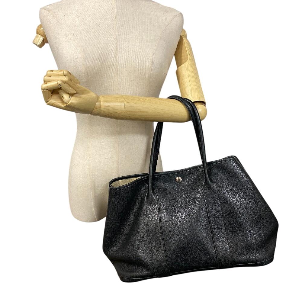 HERMES Shoulder Negonda leather Garden party PM Tote Bag black leather Women Used