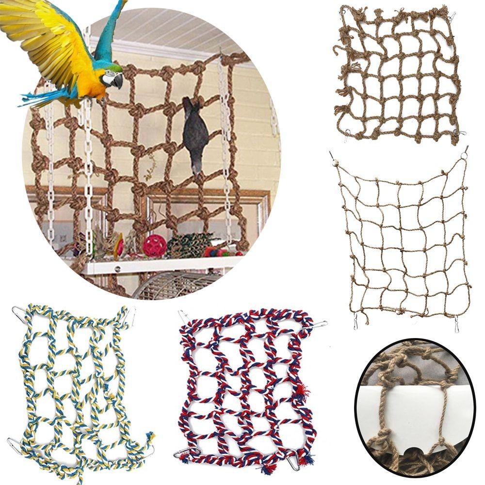 Kreatives Baumwollseil Haustier-Kletternetz Bunt mit Haken Papageienhaken Netzkäfig Zubehör