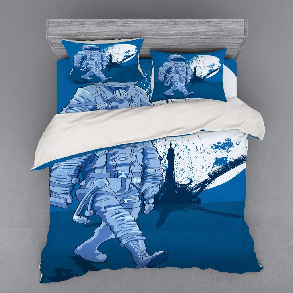 Astronaut Duvet Cover Sets Queen Twin Size Astronaut Bedding Sets For Kids Boys Girls 3 Pieces 1 Comforter Cover 2 Pillowcases