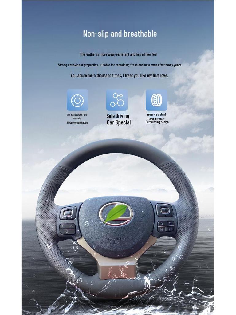 Pokrowiec na kierownicę ze skóry naturalnej, szyty ręcznie, do Lexus ES, NX, RX, GS, IS, CT