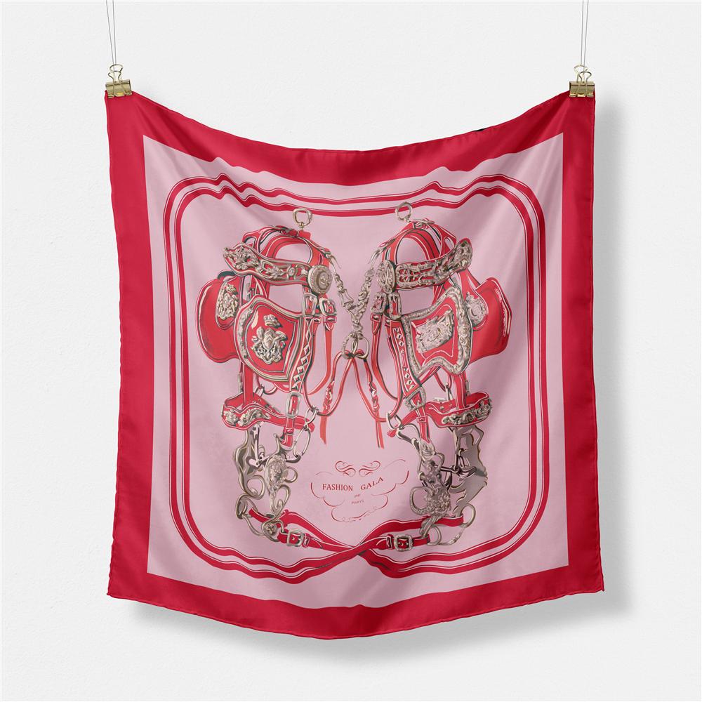 

Twill Silk Scarf Woman Double Dog Painting Square Scarves Wraps Bandana Small Hijab Silk Foulards Tie Headband Neckerchief 53CM 53CM x 53CM