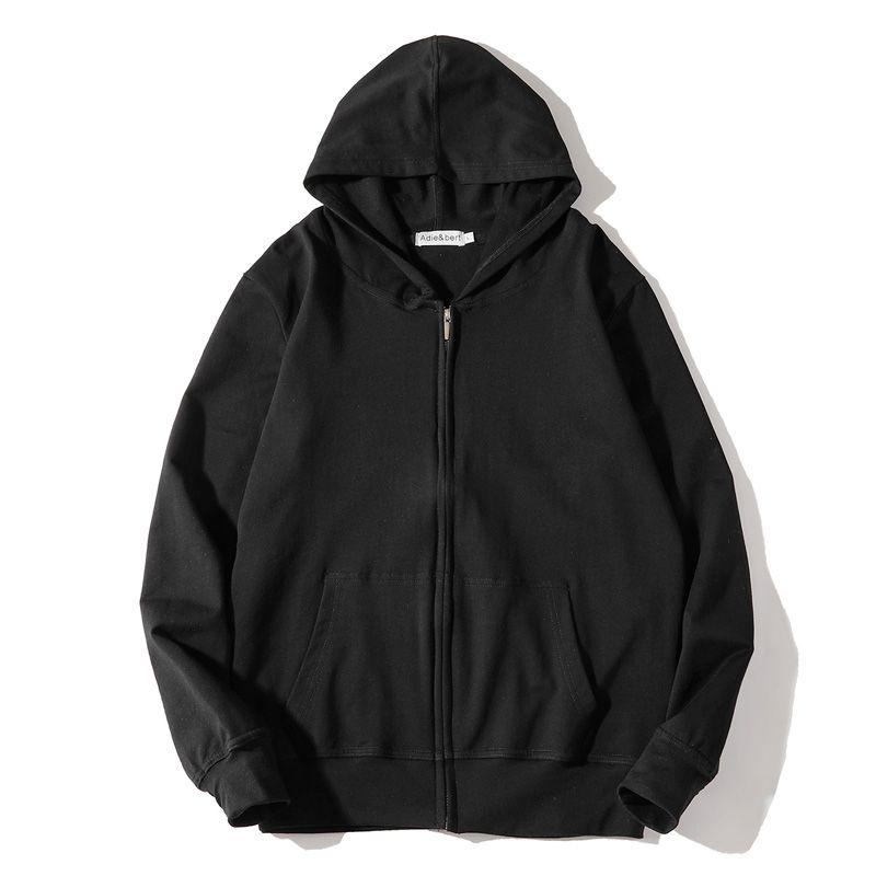 

Sweatshirt Hooded Thin Casual Sports Pure Cotton Cardigan Black M