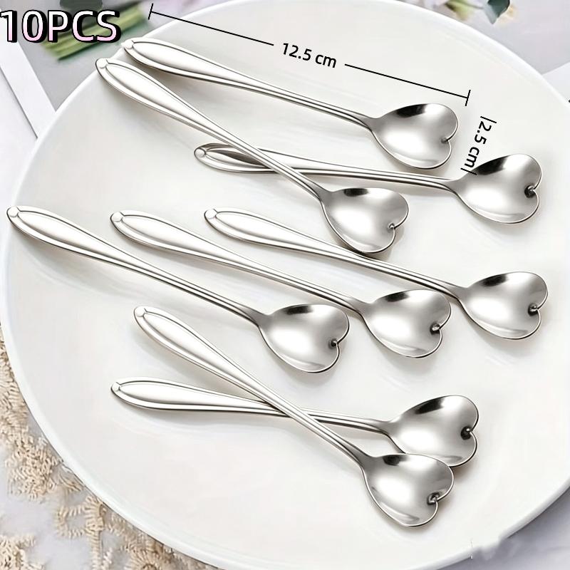 10Pcs Gold Stainless Steel Flower Shaped Spoons Design Rust Resistant Reusable For Coffee Dessert