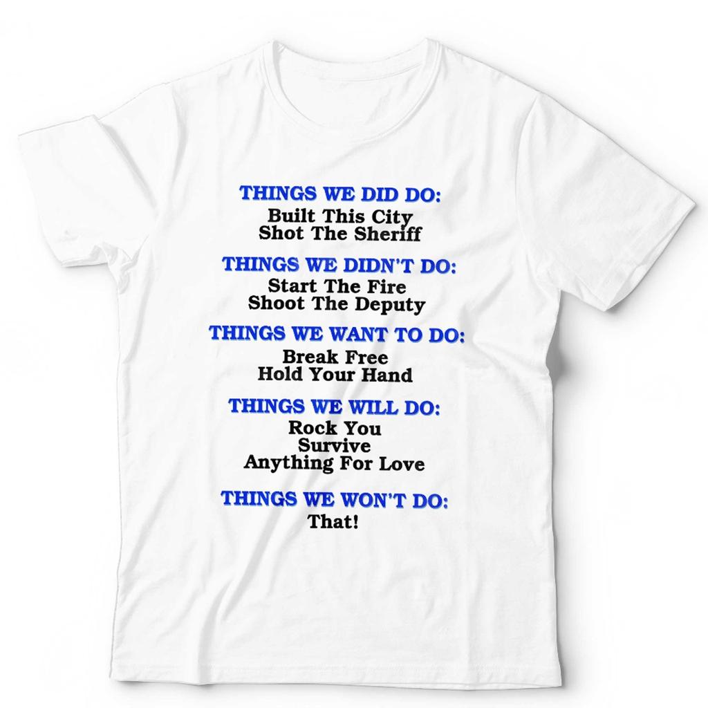 Grappig Muziektekst T-shirt Unisex Rock Pop Songtitels Muziekliefhebber Cadeau Grafisch
