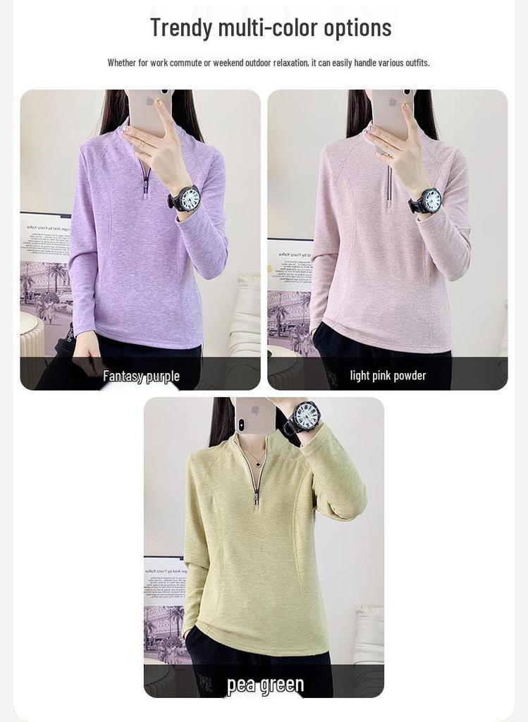 Women's Quick-Dry Fleece Stand Collar Long-Sleeve Pullover Hoodie