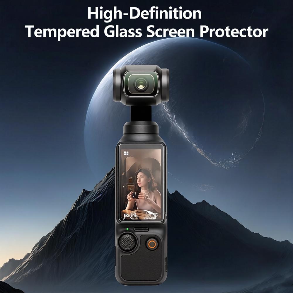 2-Pack Tempered Glass Screen Protector for DJI Osmo Pocket 3 Full Coverage Lens Protector Film Set with Cleaning Kit