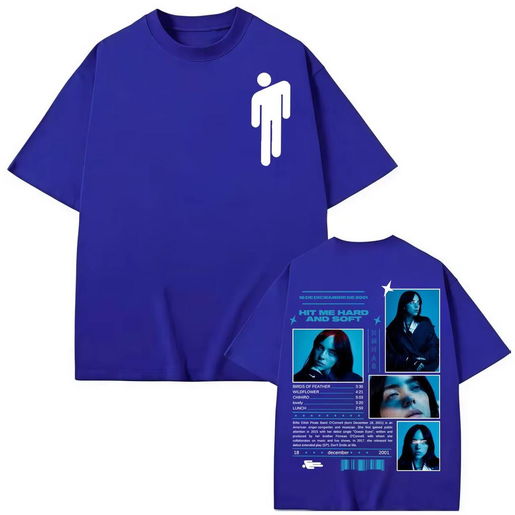 Billie Eilish Hit Me Hard and Soft A Tour Camiseta 2026 Verão Nova Unissex Moda Feminina Algodão Camiseta Oversized Y2K