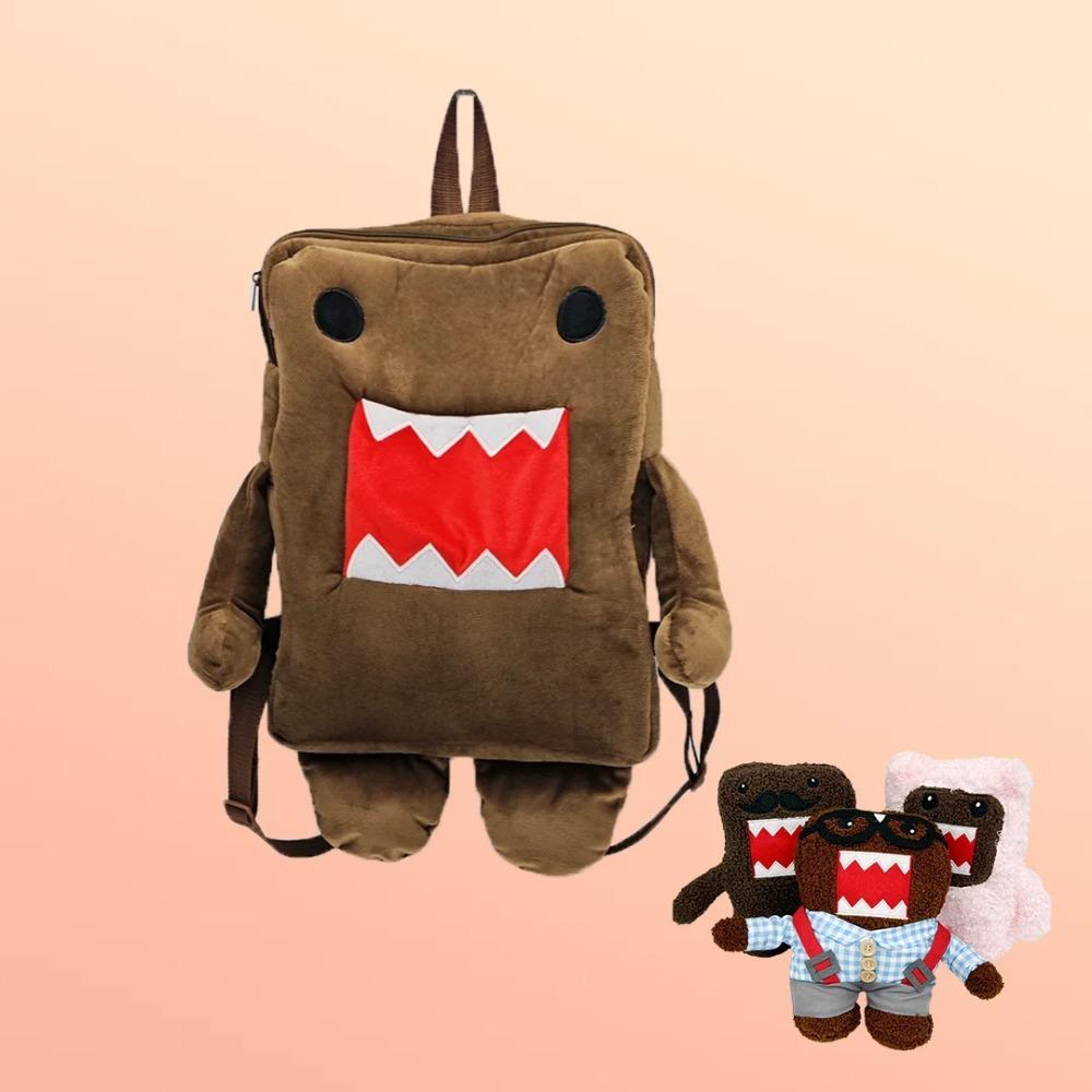 TreasuringU 2026 Nova Mochila de Pelúcia Domo-Kun Marrom Bolsa de Pelúcia Domo Kun Bolsa Transversal Pequena Fofa com Brinquedo Presente de Aniversário