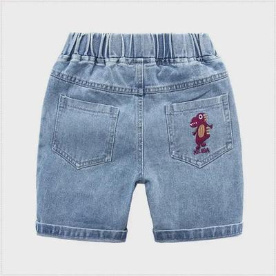 Shorts jeans bordados de dinossauro infantil - estilo coreano de verão para meninos