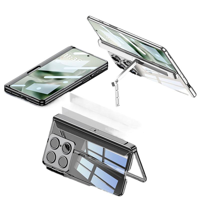 Motorola RazrFold Magnetic Electroplated Phone Case with Stand - Transparent, Foldable, Protective Cover