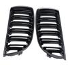 1 Pair Front Gloss Black 2 Line Double Slat Kidney Grille Grill For BMW E90 E91