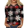 Women's Fashion Casual Christmas Tree Printed Round Neck Three-Quarter Sleeve T-Shirt Top