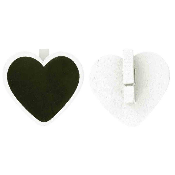 Pinces ardoise coeur blanc 5 x 5 cm 6 pièces