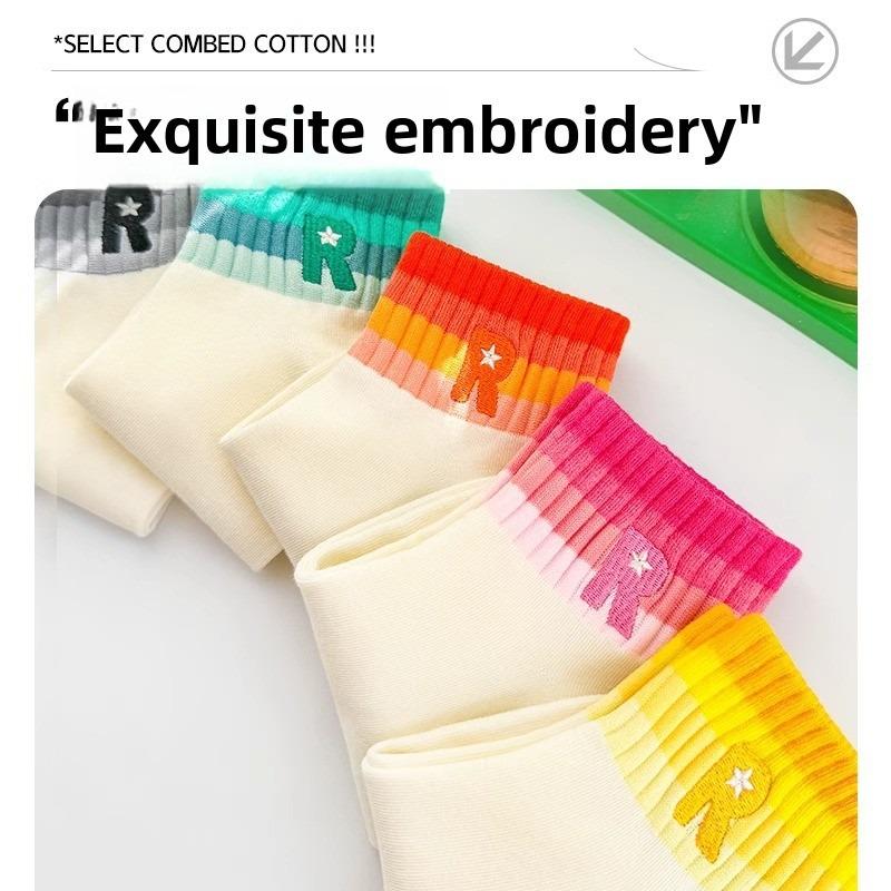 5 Pairs of Women Spring and Autumn Style Pure Cotton Deodorant Sports Socks