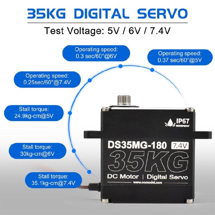 Hard Waterproof Digital Servo 35kg High Twisting Output Full Aluminum Body Steering Servo for Crawlers Truck Upgrades