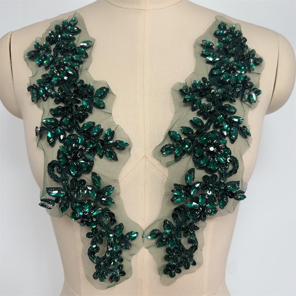 3D Flatback Motif Rhinestone Sewing Accessories for Dresses Lace Appliques Shiny Gold Trim Sequin Flowers Corset Embroidery Hat