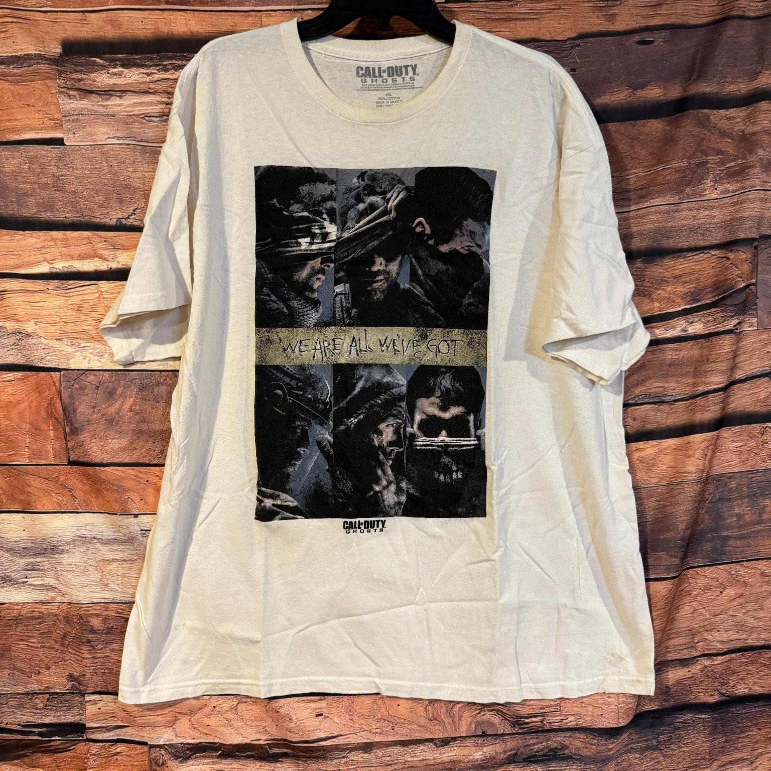 Call of Duty Ghosts Men s XXL Cream Cotton Graphic Tee Unisex T-Shirt M