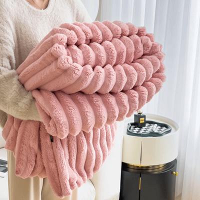 Durable Solid Color Flannel Blanket Comfortable Thickened Blanket Warm Soft Office Nap Blanket Winter