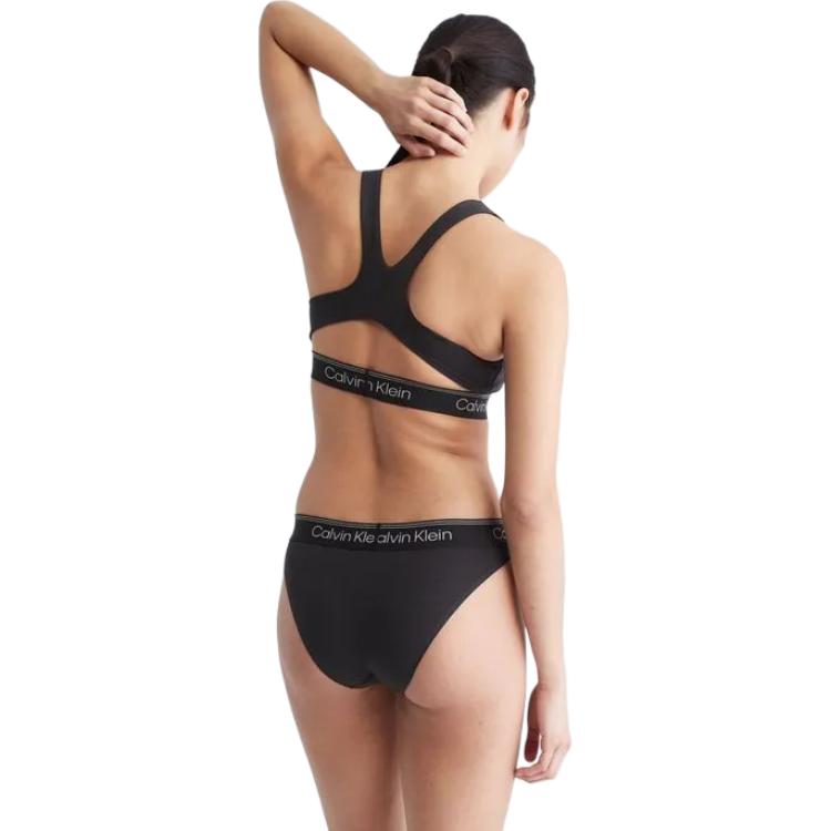 Calvin Klein Letter Print Hollow Breathable Cool Seamless Comfortable Bra Women Underwear Space-Black QF7185-001