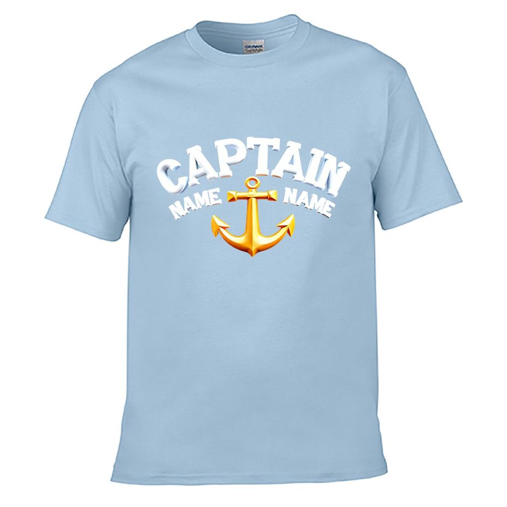 Captain Anchor Nautical Badge Street Distressed Washed Loose Simple Tee