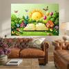 2D Magical Storybook Backdrop, Cartoon Open Book with Sun and Butterflies Background for Kids Birthday & Art Party
