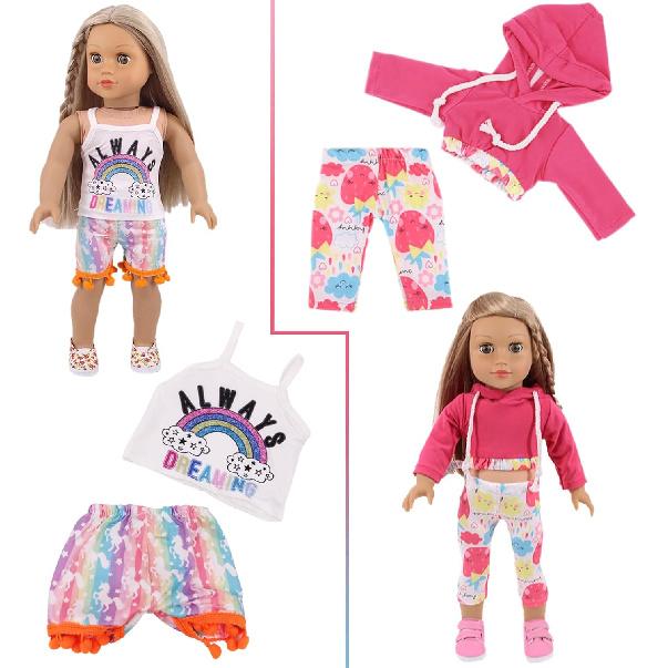 UNICORN ELEMENT 10 Sets American Doll Clothes 18 Inch Doll Clothes and Accessories for 18 Inch Doll Doll Clothing Outfits Dress Fit for 18 Inch Girl
