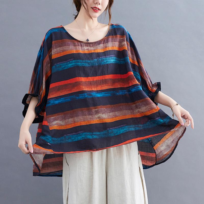 

Футболка свободного покроя из хлопка в полоску для женщин, свободного покроя, в корейском стиле, повседневная женская футболка, топы, модная женская футболка XL