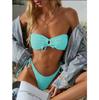 1011 European and American new solid color tube top bikini straps beach fashion split swimsuit