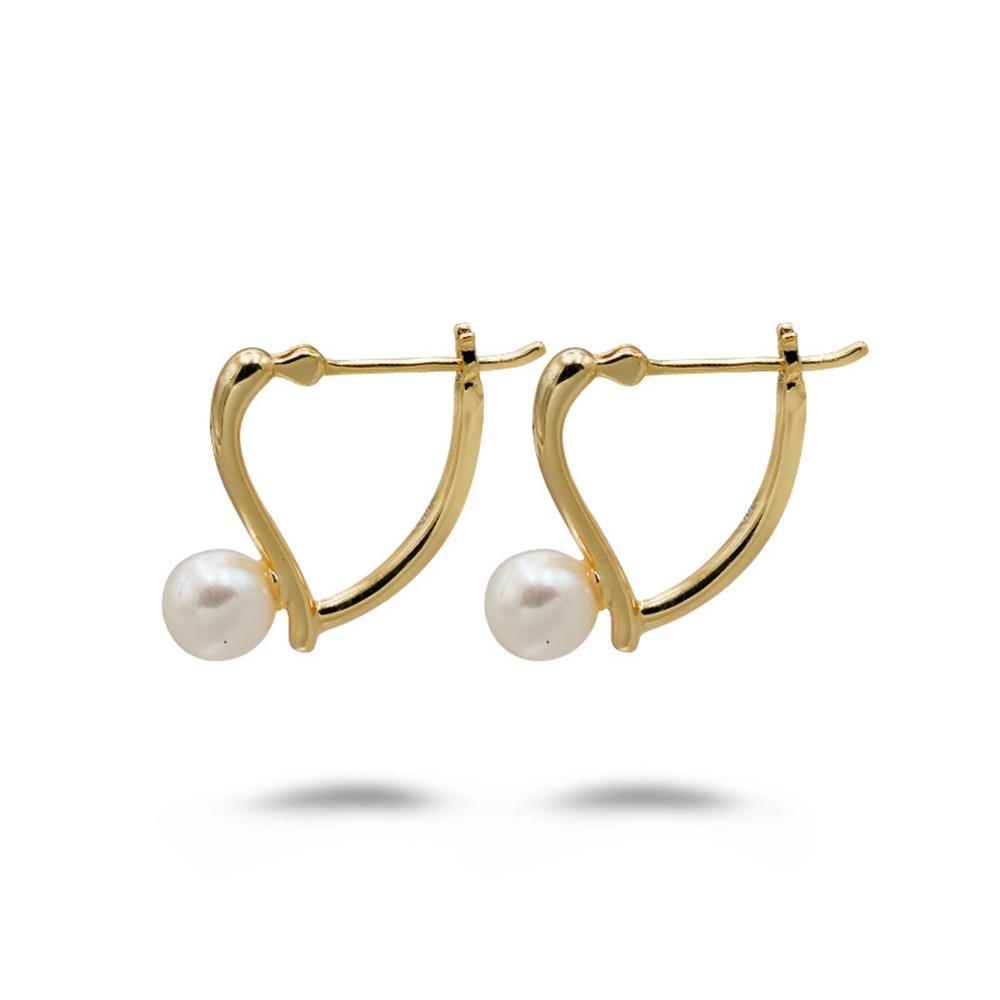 Emotional Factory 925 Sterling Silver 14K Gold Plated Gemstone V Shaped Freshwater Fashion Pearl Earrings золотой