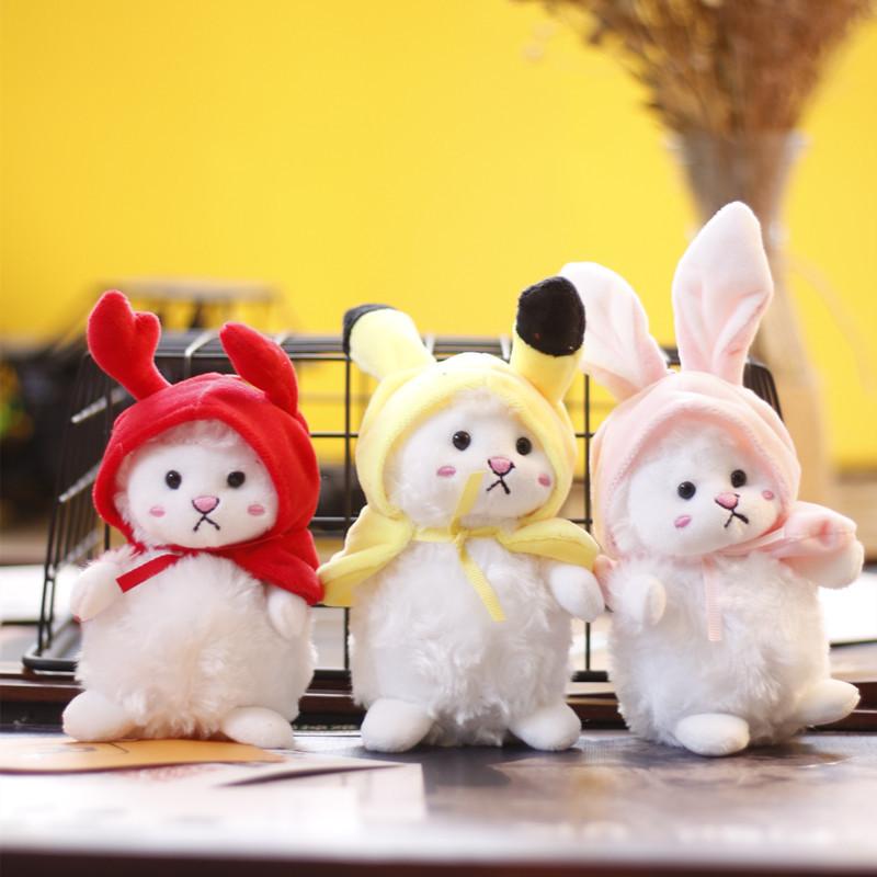 Cute Trendy Little Lamb Plush Toy Soft White Sheep Bag Charm Keychain Kids Doll