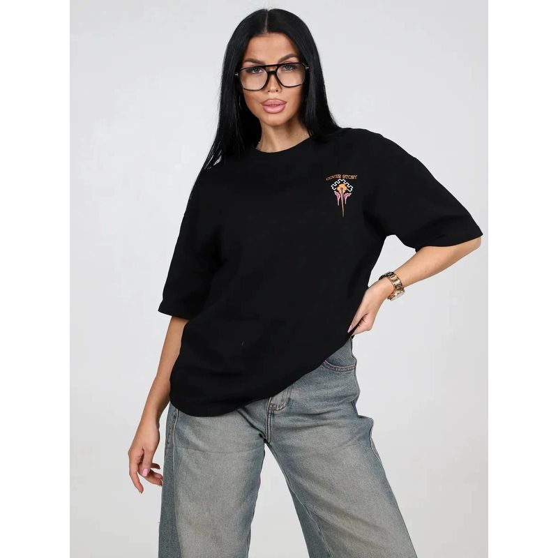 Loose Printed T-shirt Western Style New Fashion Loose Comfortable Leisure Print Cotton T-shirt Top