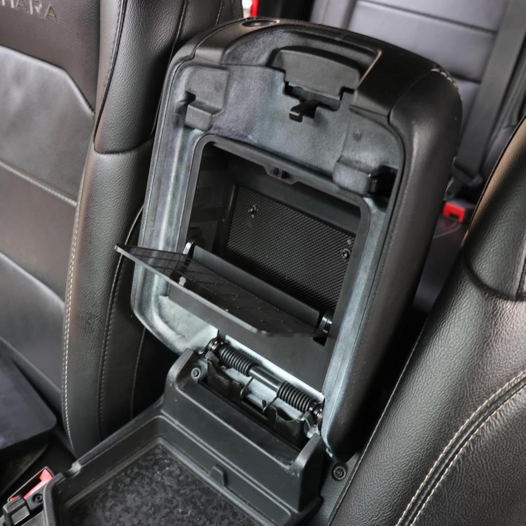 Jeep Wrangler JL One-Touch Hidden Storage Console Box, Modern Center Console Box, 6.77 X 6.16 X 1.81 Inches, Black