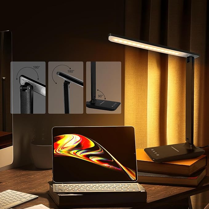 New Multifunctional Modern Smart Usb Wireless Charging Desk Lamp Portable Adjustable Foldable Office Table Reading Led Table