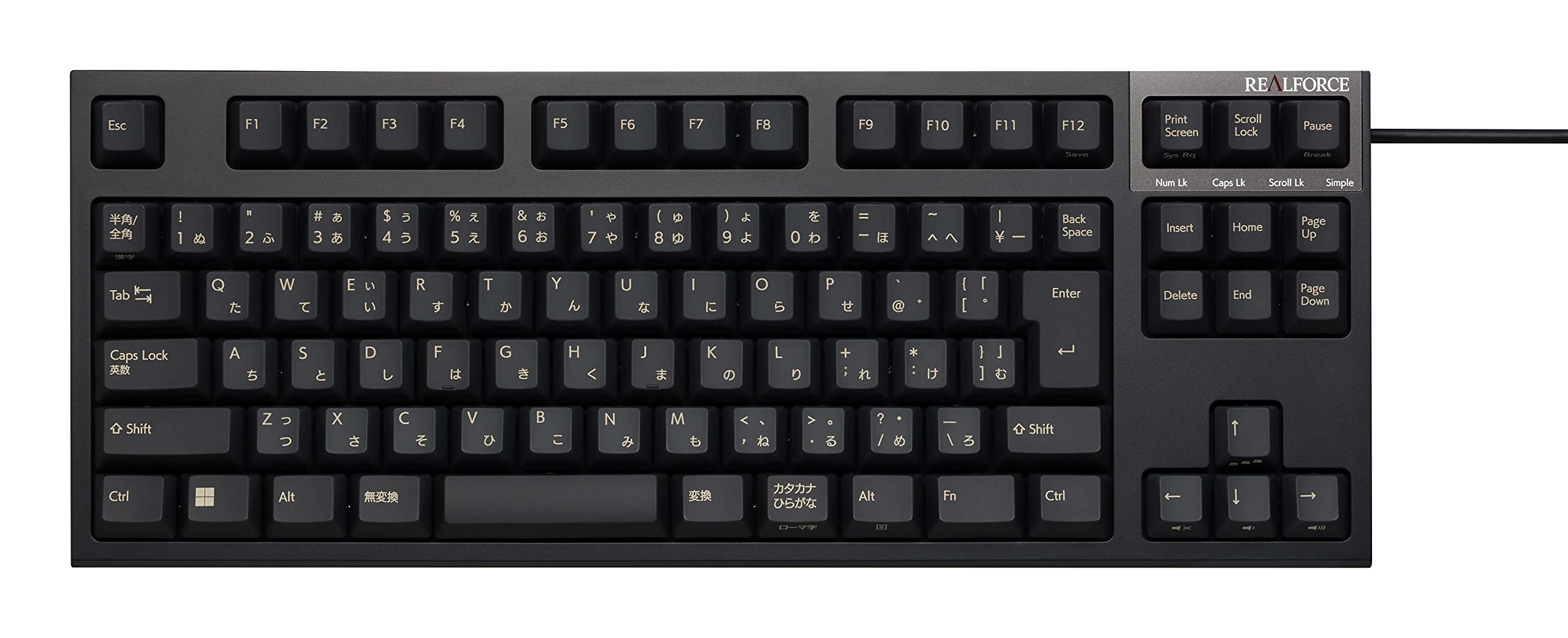 

REALFORCE R3S Keyboard Wired Tenkeyless Variable Load Japanese Layout Black R3SC12