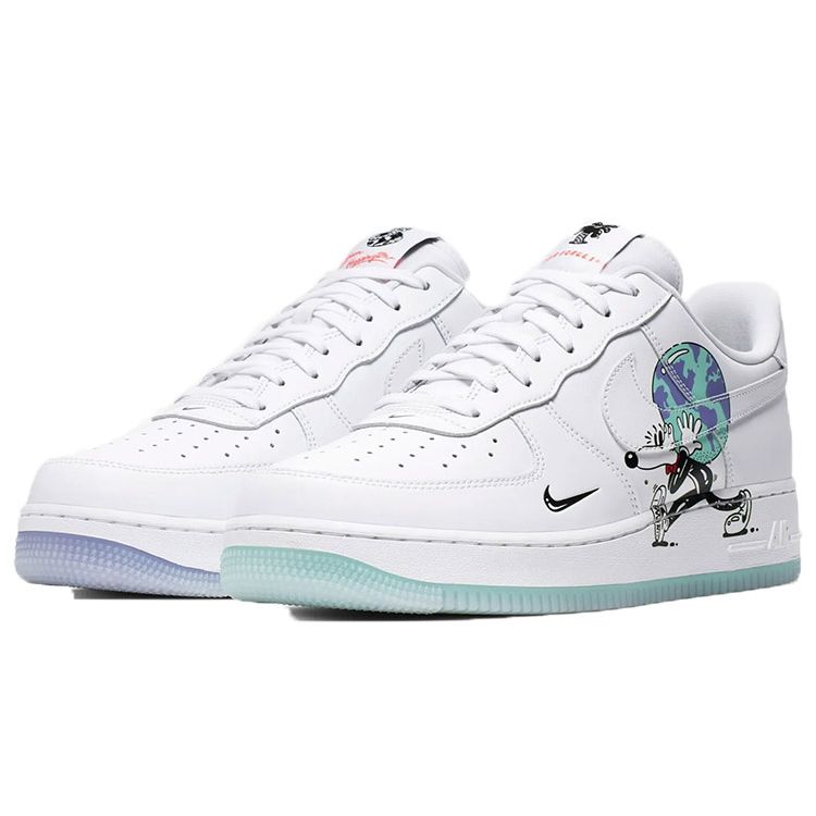 Steven Harrington X Nike Air Force 1 Low Flyleather QS Earth Day Unisex Sneakers White Black Hyper-Crimson CI5545-100