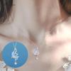 Fashion Star Moon Moonstone Titanium Steel Chain Necklace Women Romantic Pendant Necklaces Wedding Party Jewelry