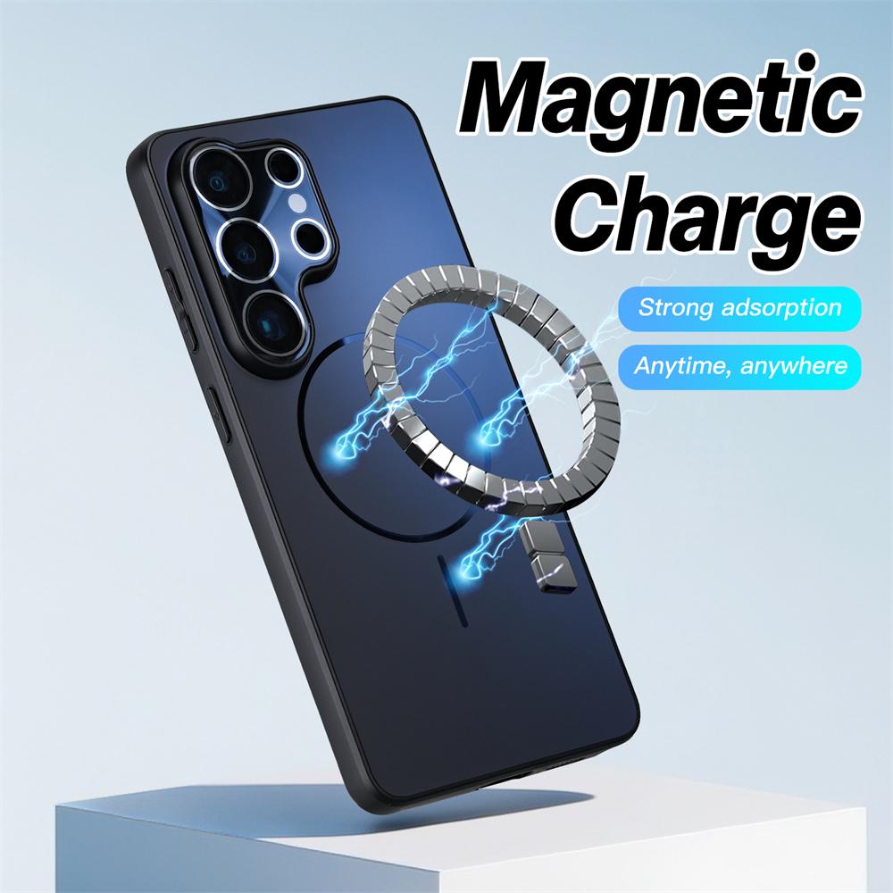 For Magsafe Ultrathin Magnetic Phone Case For Samsung Galaxy S26 Ultra S25 Ultra Plus Wireless Charge Metallic Paint Back Cover