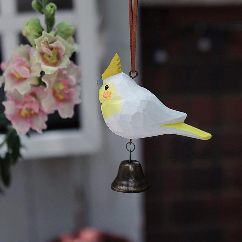 Rustic Handmade Wooden Bird Wind Chime Hanging Pendant Hand Carved Ornament Home Garden Decoration Gift
