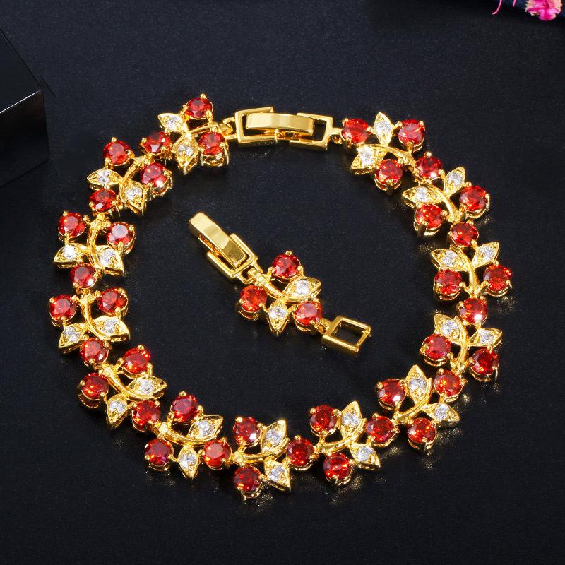 S0169 Exquisite Flash Diamond Aaa Zircon Plated Real Gold Bracelet Jewelry
