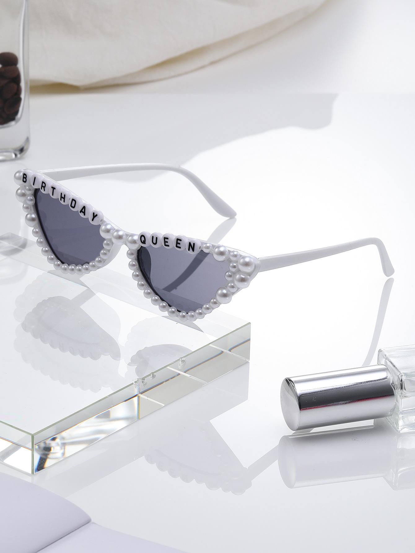 Cross-Border Cat Eye Pearl Letter Party Glasses