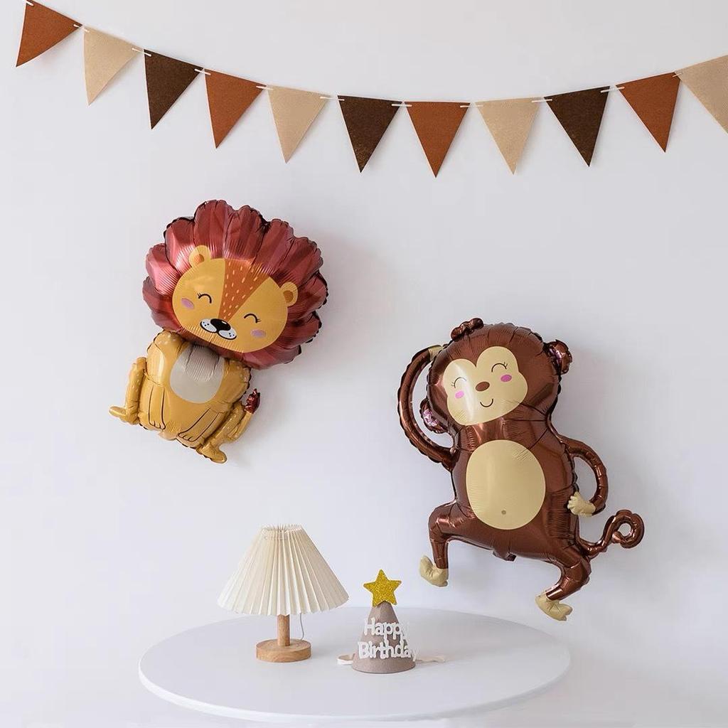 Cartoon Animal Balloons: Elephant, Monkey, Cat - Aluminum Film Birthday Party Decorations