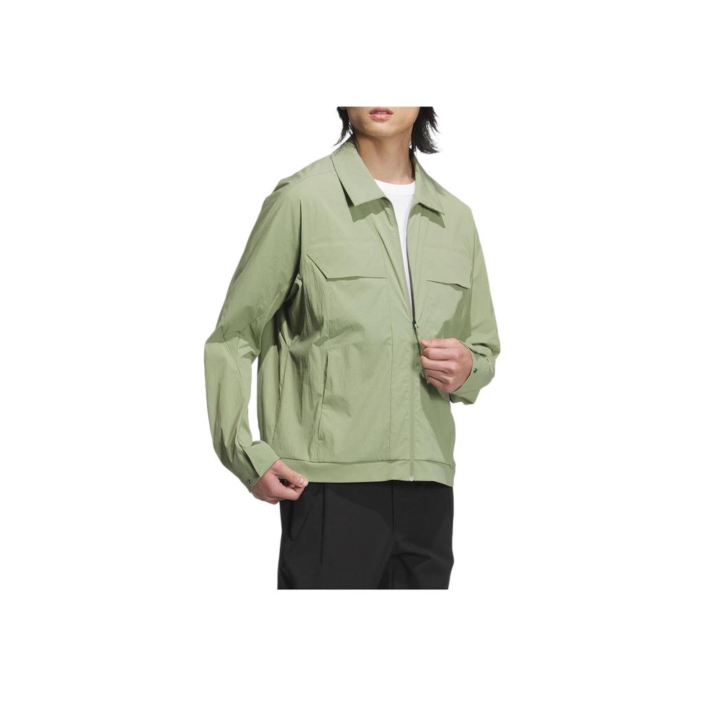 Adidas Wuji Series Casual Solid Color Zip-Up Collared Long Sleeve Jacket Men Outerwear Tent-Green JI8693
